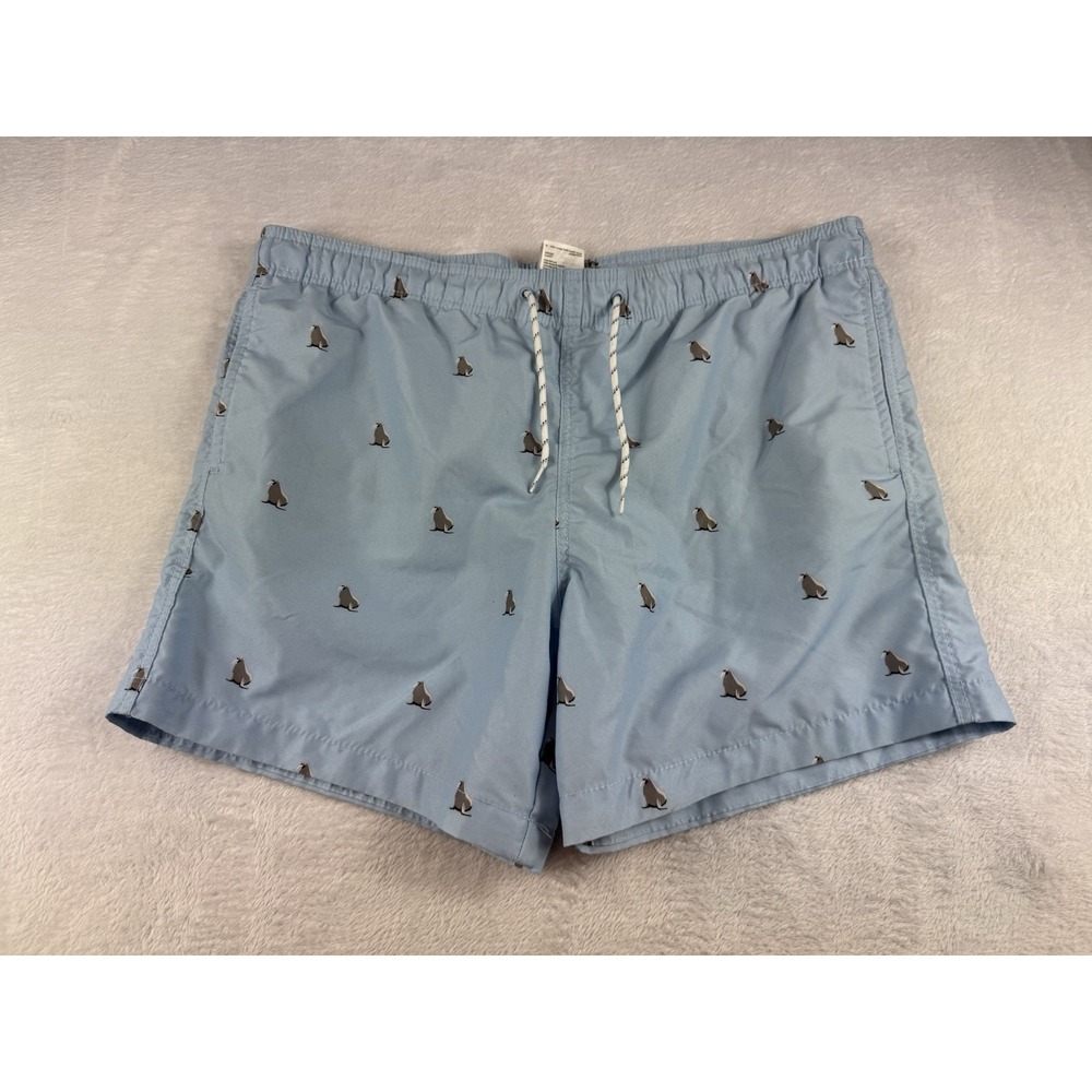 H&M Mens Swim Trunks Size Medium Seals‎ All Over Print Pockets Drawstring Beach